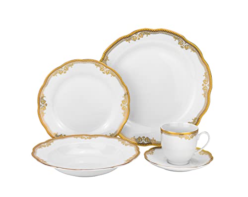 57 piece Banquet Dinnerware Set with Scalloped Edges