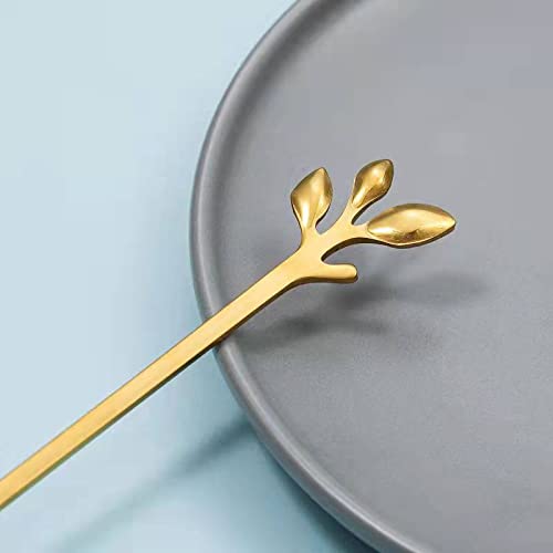 6 Pack Gold Leaf Long Handle Spoons (6 Count)