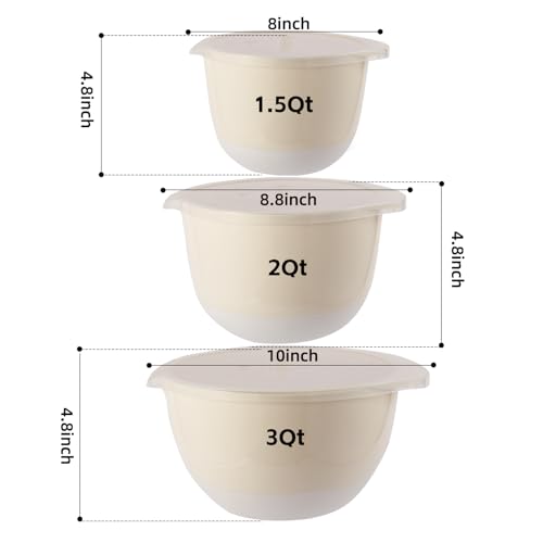 3 Small Plastic Mixing Bowls with Pour Spout