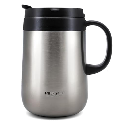 16OZ Stainless Steel Insulated Coffee Mug with Handle and Lid