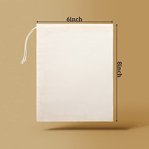 50 Pcs Cheese Cloth Tea Bags 6 x 8 inch for Straining Reusable Tea Filter Loose Empty Soup Spice Bags for Cooking Cold Brew Coffee Muslin Strainer (50 Count)
