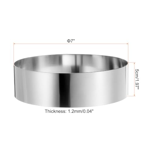 Round Cake Ring 7 x 2 Inch Seamless Stainless Steel Pastry Mousse Dessert Ring Mirror Coating for Baking Cooking Making Tool
