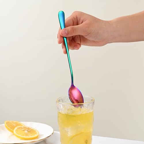 7.5 Inches Rainbow Stainless Steel Ice Tea Spoon (8 Count)