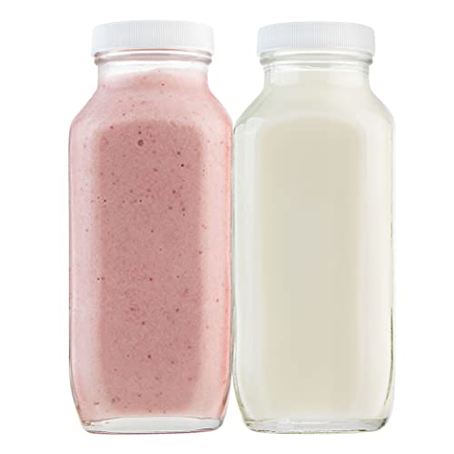 16 oz Glass Milk Bottle with Lid (2 Count)