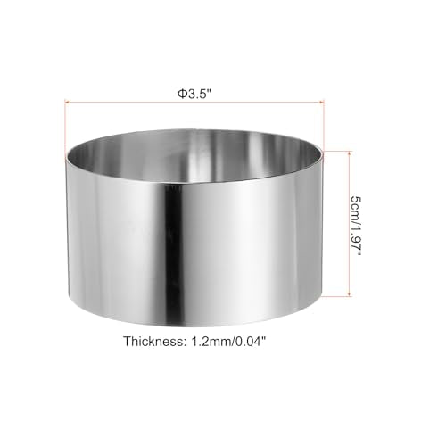 Round Cake Ring 3.5 x 2 Inch Seamless Stainless Steel Pastry Mousse Dessert Ring Mirror Coating for Baking Cooking Making Tool