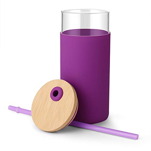 20 oz Glass Tumbler with Lids and Straws