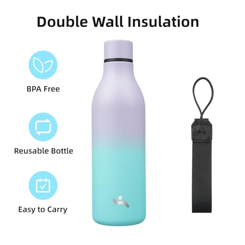 25 oz Insulated Stainless Steel Metal Water Bottle with Strap