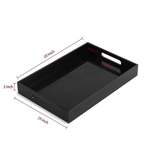 Glossy Black Sturdy Acrylic Serving Tray with Handles