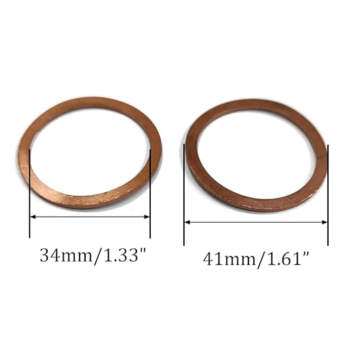 M34 Copper Flat Washer Crush Washer Sealing Ring (10 Count)
