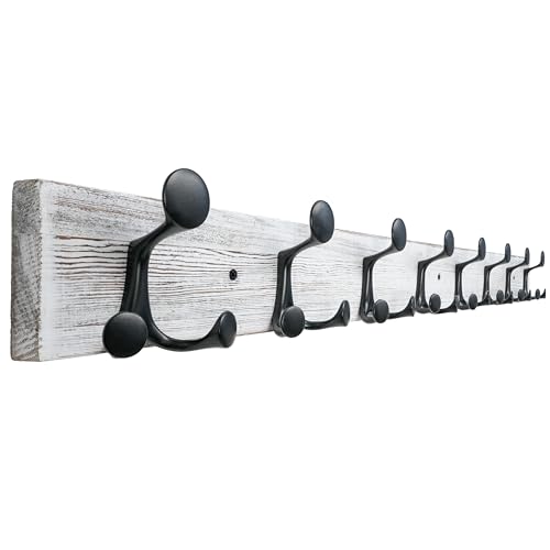 43 Inch Wood Coat Rack Wall Mount with 8 Triple Hooks