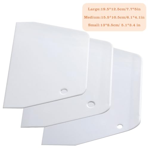 3 Pcs Plastic Dough Scraper Food Scraper Bowl Scraper Set Dough Cutters for Bread Cake Pastry Pizza Making (3 Count)