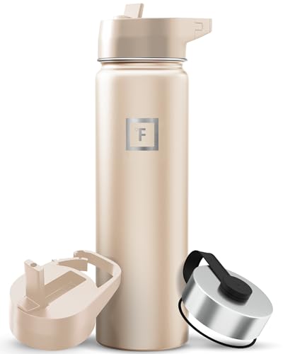 22 oz Wide Mouth Water Bottle with 3 Lids