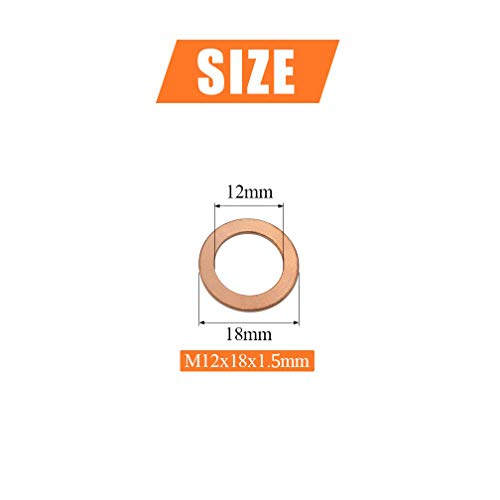 M12 Flat Washer Copper Sealing Ring (50 Count)