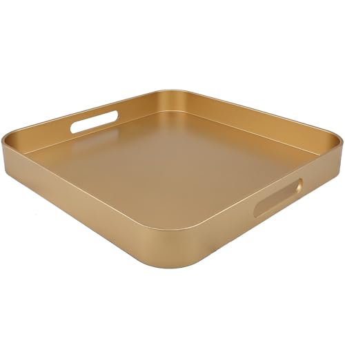 Gold Square Decorative Tray with Handles