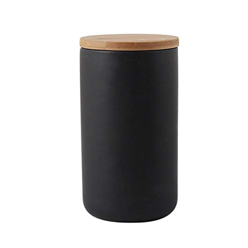 Ceramic Food Storage Jar Canister Modern Design Food Canisters with Airtight Seal Bamboo Lid