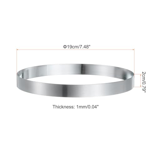Round Cake Ring 7.48 x 1 Inch Seamless Stainless Steel Pastry Mousse Dessert Ring Mirror Coating for Baking Cooking English Muffins Crumpet Making Tool