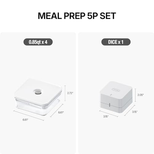Premium Airtight Food Storage Container. Meal Prep 0.85qt 5pc (5 Count)