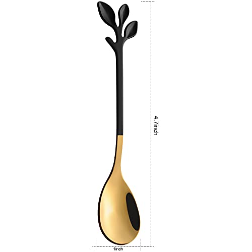 Elegant Black & Gold Leaf Coffee Spoons (10 Count)