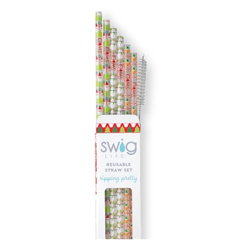 Pack of 6 Reusable Plastic Straws with Cleaning Brush (6 Count)
