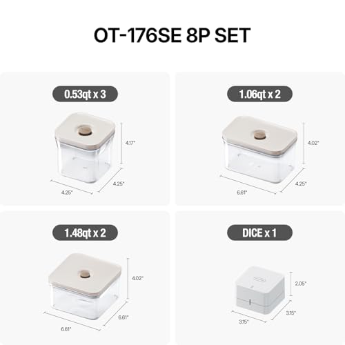 Premium Airtight Food Storage Container. Special Edition Mercury Color 8P
