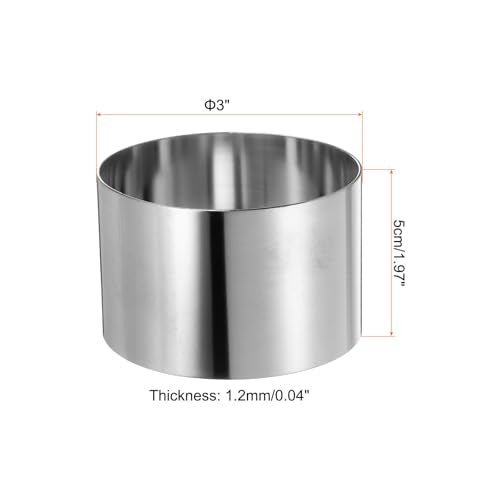 Round Cake Ring 3 x 2 Inch Seamless Stainless Steel Pastry Mousse Dessert Ring Mirror Coating for Baking Cooking Making Tool