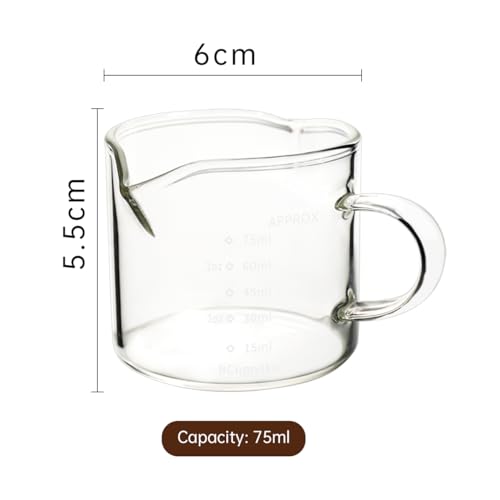 2 Pack Double Spouts Measuring Triple Pitcher Milk Cup 75ML Espresso Shot Glasses Parts Clear Glass (2 Count)