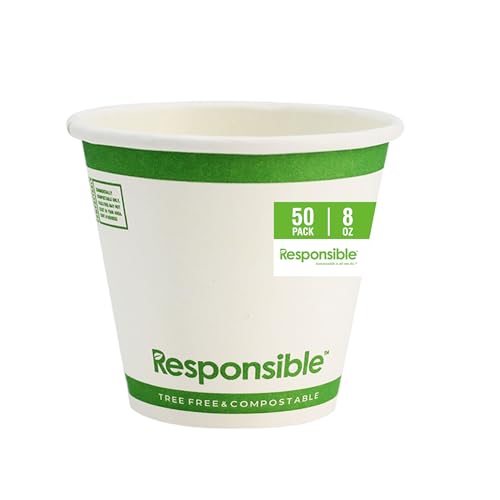 Certified Compostable 8 oz Paper Cups (50 Count)