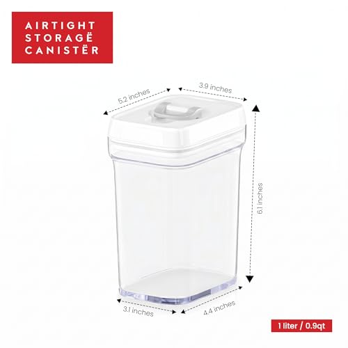 Airtight Food Storage Containers for Pantry With White Lids 1L (6 Count)