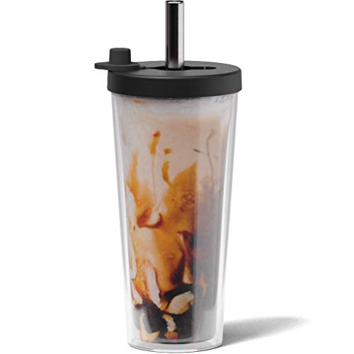 Reusable Boba Cup and Straw Boba Tea Cup Bubble Tea Cup Reusable Iced Coffee Cup Cold Coffee Cup Smoothie Cup with Lid and Straw Smoothie Cup to go Smoothie Tumbler 17 oz