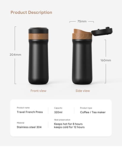 Portable French Press Coffee Maker & Tea Press