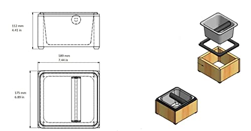 Stainless Steel Knock Box with Maple Holder Espresso Knock Bin