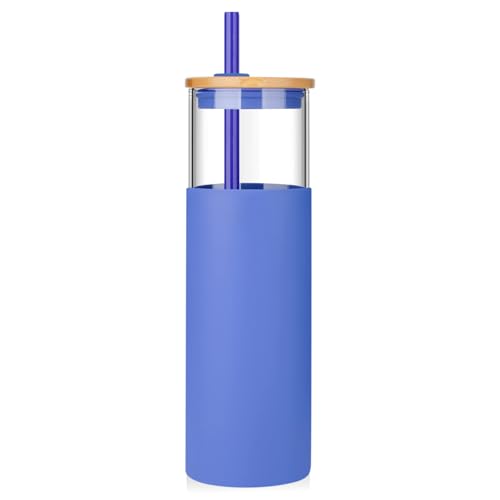 32 oz Glass Tumbler with Lids and Straws