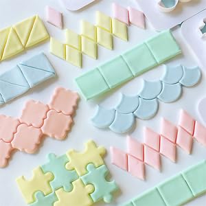 12 Pcs Square Fondant Cutter Puzzle Fondant Cutters (12 Count)