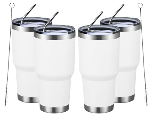 30oz Insulated Tumbler With Lids and Straws (4 Count)