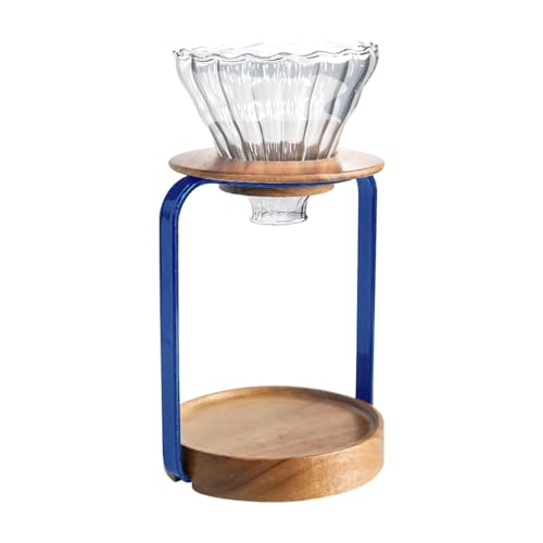 Pour Over Coffee Maker Set with Black Gooseneck Kettle Wooden Filter Holder Coffee Dripper Glass Server with Paper Coffee Filters
