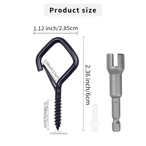 100 PCS Black Eye Screw Hooks for Hanging Heavy Duty with Safety Buckle.Metal Ceiling Hooks for Hanging Plants Cup Wind Chime Bird Feeders Patio Lights At Indoor&Outdoor (100 Count)