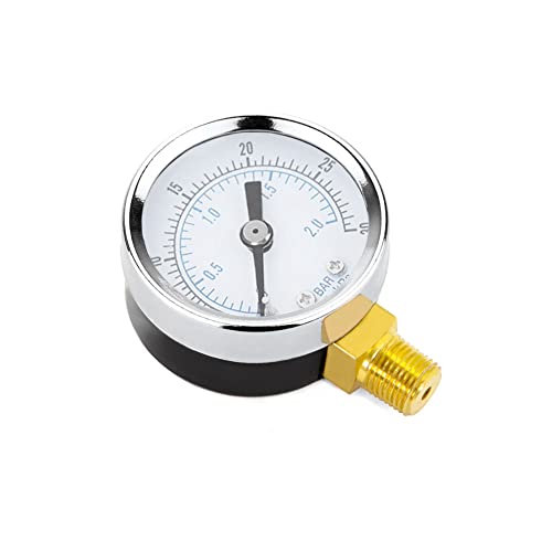 1 4" NPT 30Psi Steel Economical All Purpose Pressure Gauge with Brass Internals 2" Dial Display Bottom Mount
