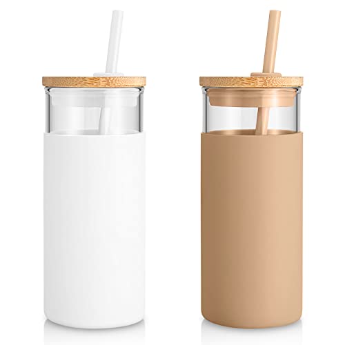 20 oz Glass Tumbler with Lids and Straws