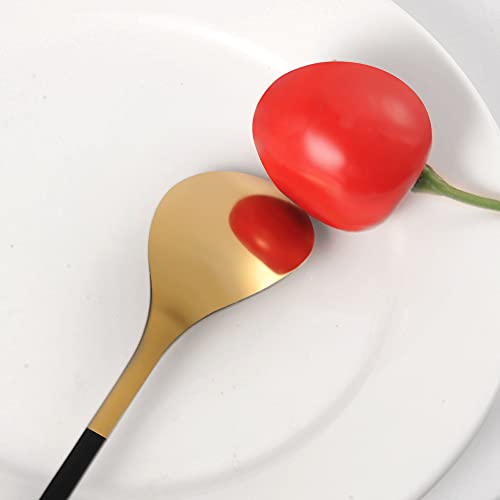 Elegant Black & Gold Leaf Coffee Spoons (10 Count)
