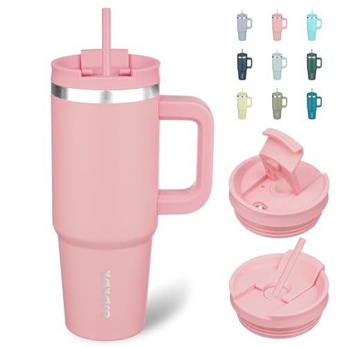 30 oz Insulated Tumbler with Handle & Straw