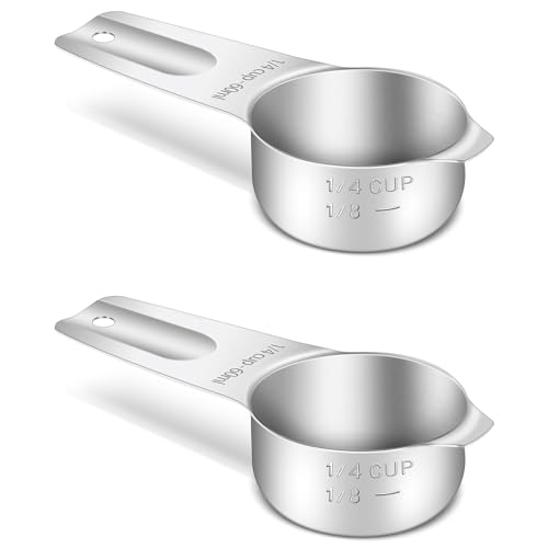 2PCS 1/4CUP (60ML, 2OZ) Measuring Cup, 18/8(304) Stainless Steel