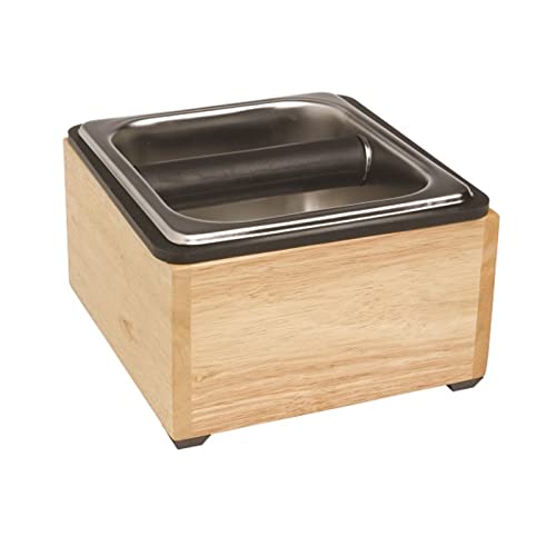 Stainless Steel Knock Box with Maple Holder Espresso Knock Bin