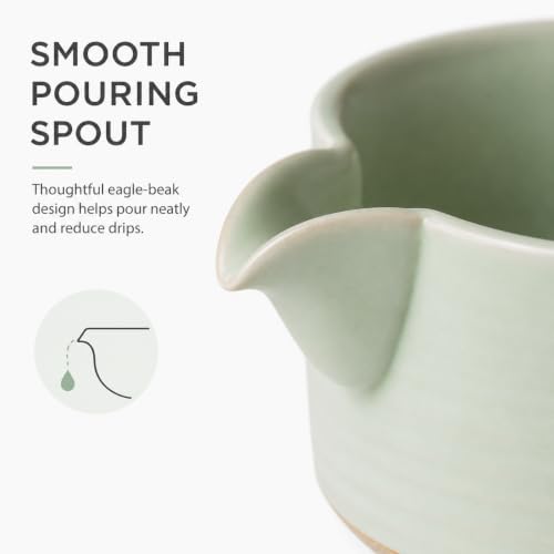 Matcha Traditional Porcelain Tea Bowl with Pour Spout