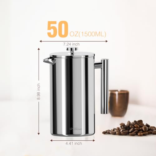 304 Grade Stainless Steel French Press 50 Oz