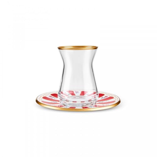 Bursa 12 Piece Turkish Tea Glass and Saucer Set