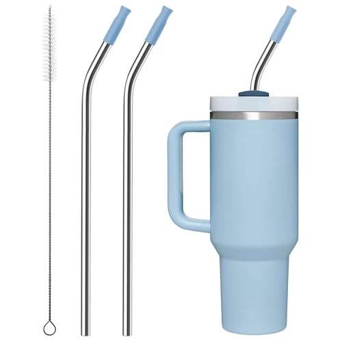 2 Pcs Stainless Steel Straw with Silicone Tips for 30 oz Stanley Tumbler