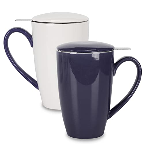 Porcelain Tea Mug with Infuser and Lid (2 Count)