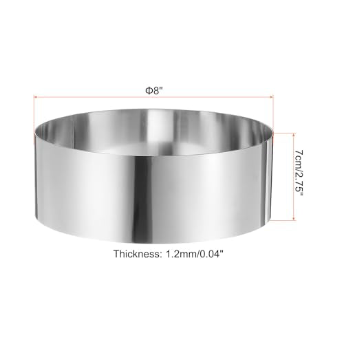 Round Cake Ring 8 x 2.75 Inch Seamless Stainless Steel Pastry Mousse Dessert Ring Mirror Coating for Baking Cooking Making Tool
