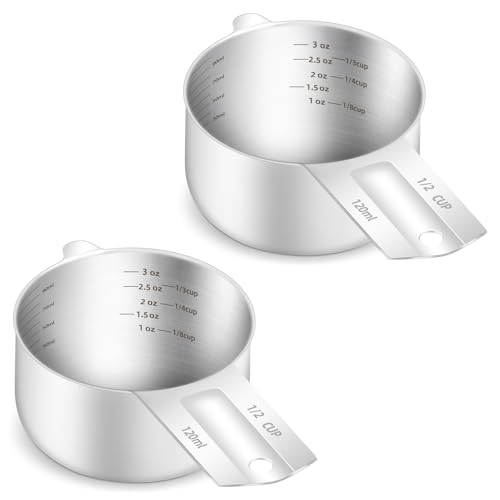 2PCS 1/2Cup (120ml, 4oz) Measuring Cup, Etched Inner Scale Measure Scoop (2 Count)