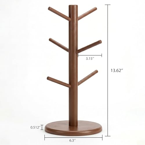 Bamboo Coffee Mug Tree with 6 Hooks